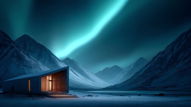 The Beauty of Modern Minimalist Architecture Under the Aurora