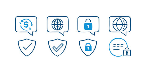 Vector art of set of hand drawn security and money icons