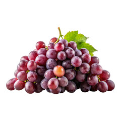 Fototapeta premium A close up shot of a bunch of red grapes with a green leaf against a black background studio shot created with generated ai