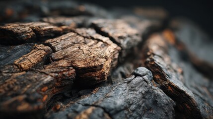 Fototapeta premium Close-up of weathered tree bark showing texture and detail ideal for backgrounds and natural elements