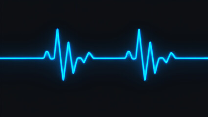 Electric blue heartbeat line on black background pulse rhythm