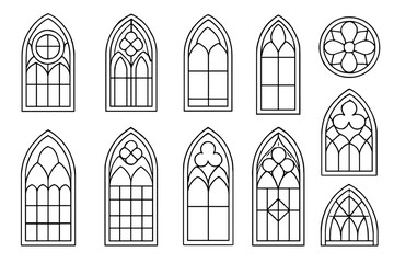 Collection of gothic arched window designs and patterns