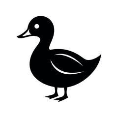 Ringed Teal Duck Black Silhouette Vector