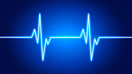 Electric blue cardiogram pulse line on dark background electrocardiogram heart