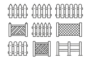 Various fence designs: picket, lattice, and rail styles illustrated