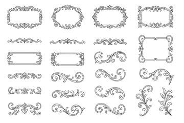 Elegant vintage frame and floral ornament collection for decorative design