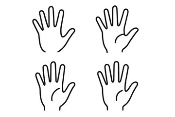 Fototapeta premium Set of four outlined hand drawings in various gestures viewed from different angles