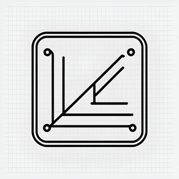 Function Approximation icon. Simple outline monochrome black vector pictogram with thin lines on a transparent background. Line thickness is editable