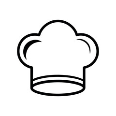 Chef Cap Outline on White Background