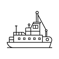 Obraz premium Dredger Ship Outline on White Background