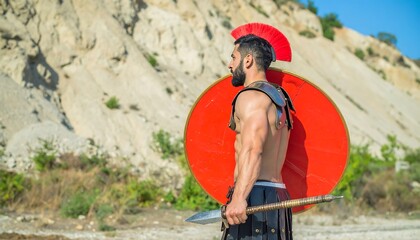 Ancient warrior with shield and axe