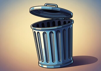 Trash Can with Lid in Simplistic Style for Waste Management Blogs, Environmental Awareness Websites, Recycling Articles, and Educational Materials  