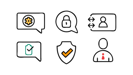 Business process icons for task completion and user engagement