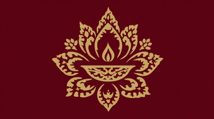 Diwali diya lamp with floral mandala ornament