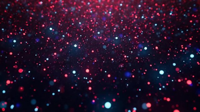Abstract mosaic texture with blinking and flowing colorful particles, seamless loop. Animation. Multi colored beautiful dotted background.
