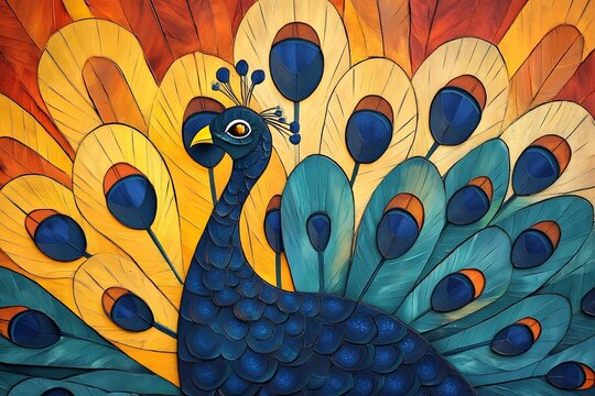Peacock illustration digital art print vibrant colors peacock feathers bird art home decor wall art modern art 100 - Powered by Adobe