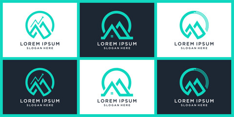 Mountain combine logo design set