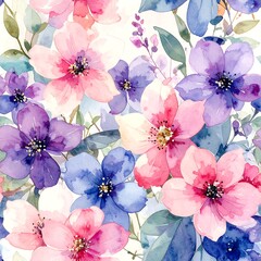 Delicate floral watercolor pattern