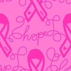 Breast cancer month seamless pink ribbon day mammogram pattern for medical accessories and medicine textiles
