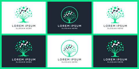 Tech tree arrow business logo set