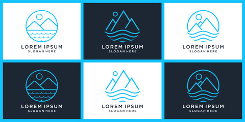 Beach mountain logo design set