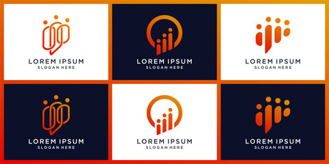 Communication group logo design set