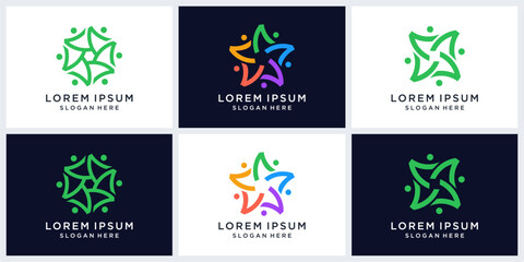 Social people logo design set