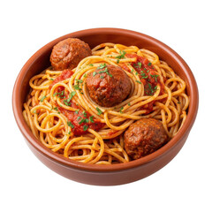 Delicious spaghetti and meatballs served in a rustic bowl a classic italian comfort food dish transparent background