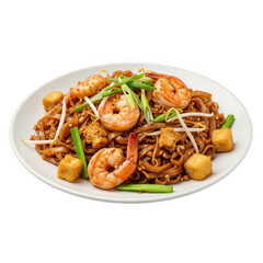 Delicious pad thai noodles with shrimp and fresh vegetables a flavorful asian cuisine dish transparent background