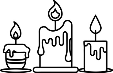 Three Dripping Candles Outline Illustration halloween burning
