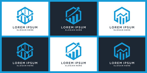 Arrow graph logo design set