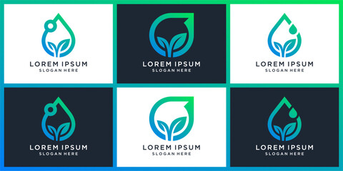 Aqua leaf logo design set