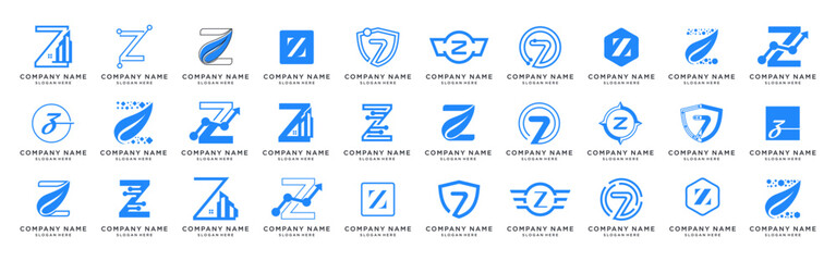 Letter Z logo design template bundle set