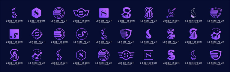 Letter S logo design template bundle set