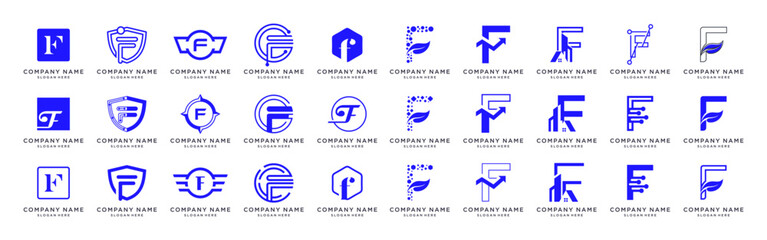 Letter F logo design template bundle set