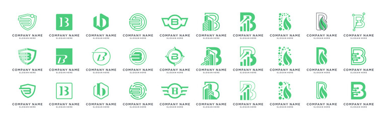 Letter B logo design template bundle set