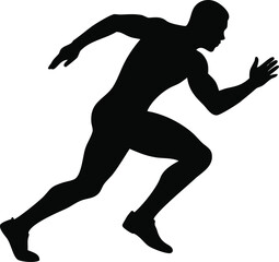 Dynamic silhouette of a male athlete in full sprint motion capturing speed and power silhouette
