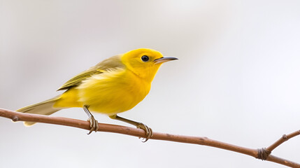 Obraz premium A gorgeous prothonotary warbler (Protonotaria citrea) migrating through my region of southwest Florida. Handsome little yellow bird!