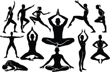 Fototapeta premium Yoga-poses-vector art illustrator. Yoga poses vector art illustrator editable and printable eps file