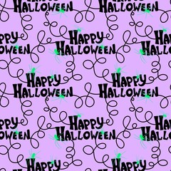 Halloween title seamless pattern for wrapping paper and fabrics and linens