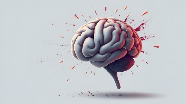 Muscle of Brain breaks out turn to the small dust blow in the air. Illustration about Degenerative brain diseases, alzheimer, Dementia.