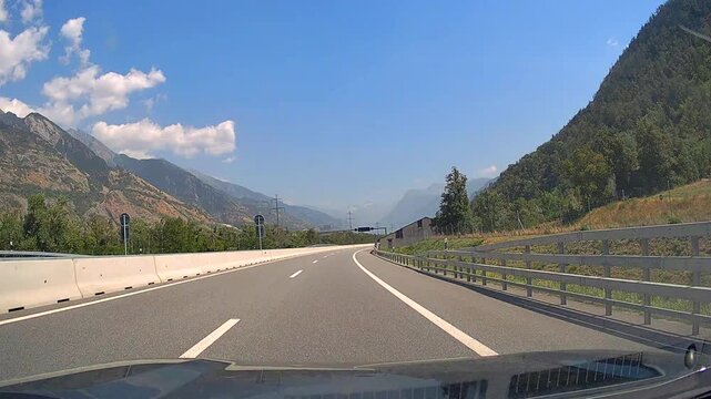 Dash cam driving highway in Swiss