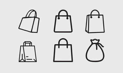 Simple Black Line Art Shopping Bags and a Sack