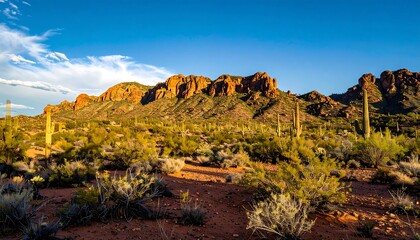 Desert mountains at sunset