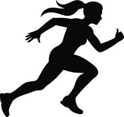 Athletic woman silhouette running fast motion athleticism fitness sport healthy lifestyle activity silhouette