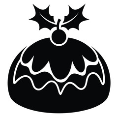christmas pudding silhouette vector icon