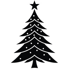 christmas tree with star silhouette vector icon