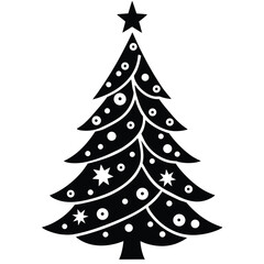 decorated christmas tree silhouette vector icon