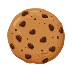 Fototapeta premium Single Delicious Brown Chocolate Chip Cookie on White Background Dessert