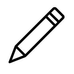 Isolated black outline pencil icon with white fill

